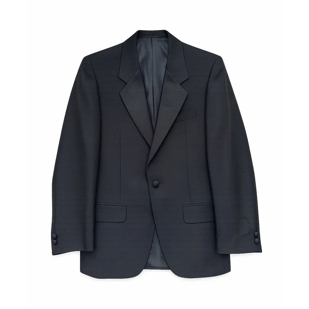 Buona Sera Men's 34R Black 100% Wool Tuxedo Jacket Satin Peak Lapel Italy